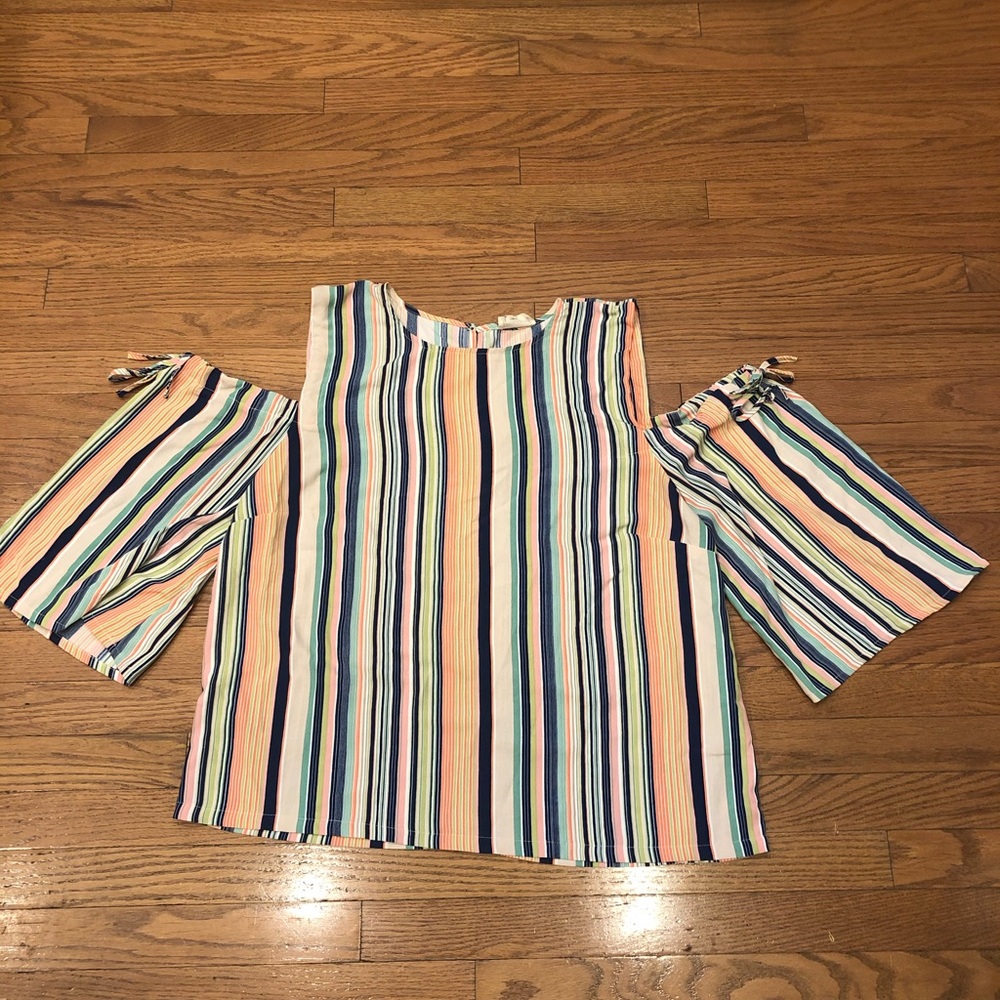 Cold Shoulder Striped Top